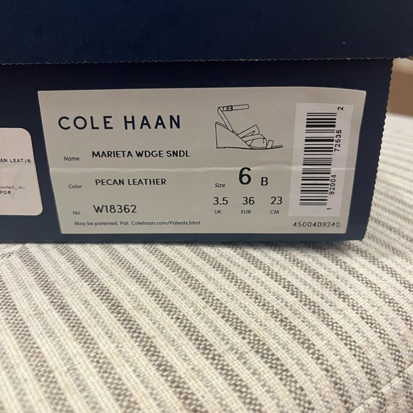 Cole Haan Marietta Wedge Sandal, Pecan Leather Size 6 Women’s Wedge. New in Box. - Picture 5 of 5
